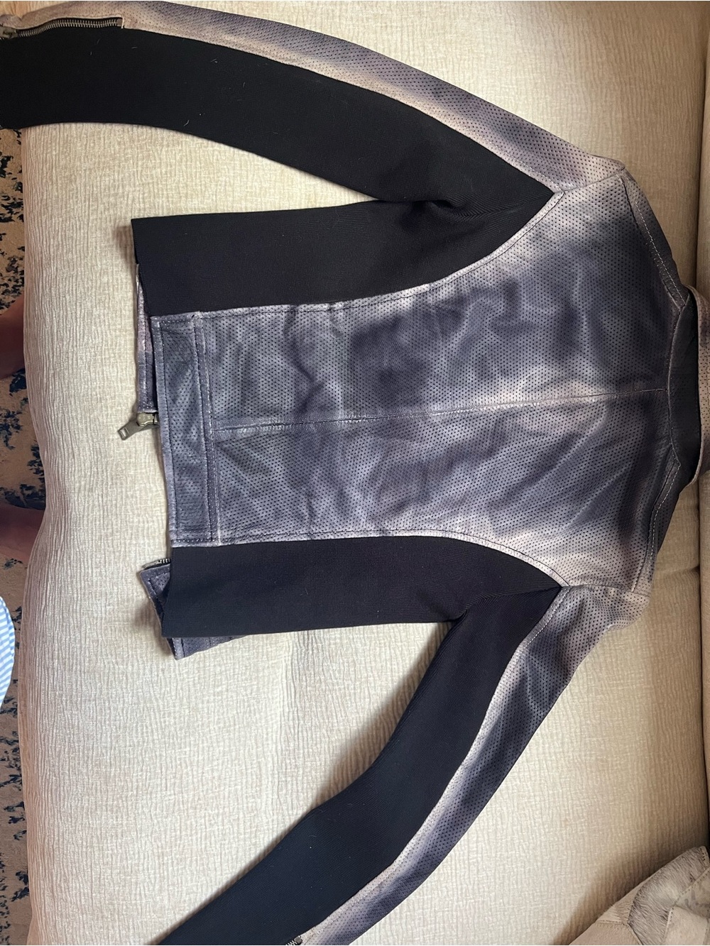 Diesel Perforated Gray & Black Moto Jacket - Picture 3 of 8
